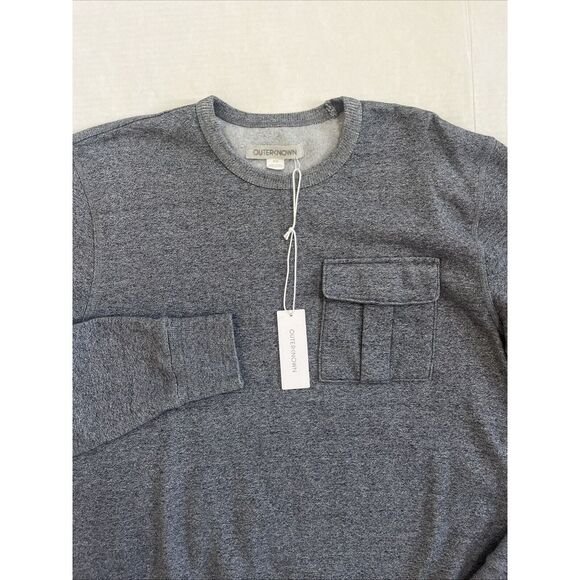 Outerknown Crew Neck Fleece Sweater‎ Organic Cotton Chest Pocket Blue Size M NEW